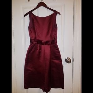 Ann Taylor Burgundy Silk Tea Length Dress Size 0